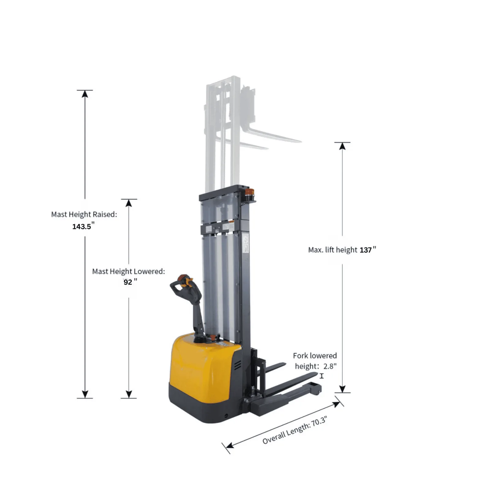 CTD15R 3,300 lb Electric Stacker with 137 in Lift Height product view 9