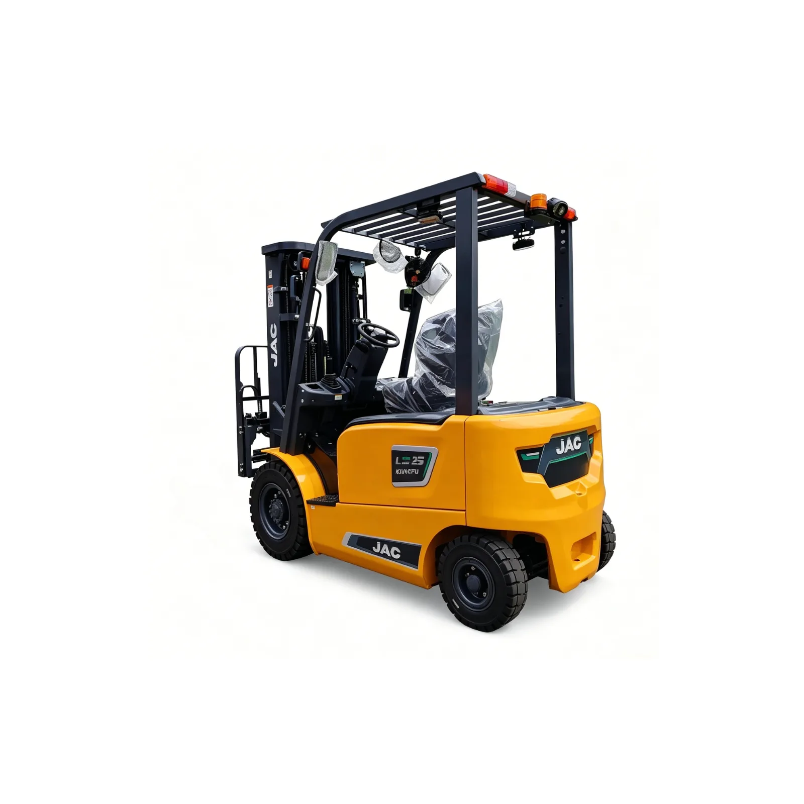 JAC CPD25L electric forklift rear-right three-quarter view