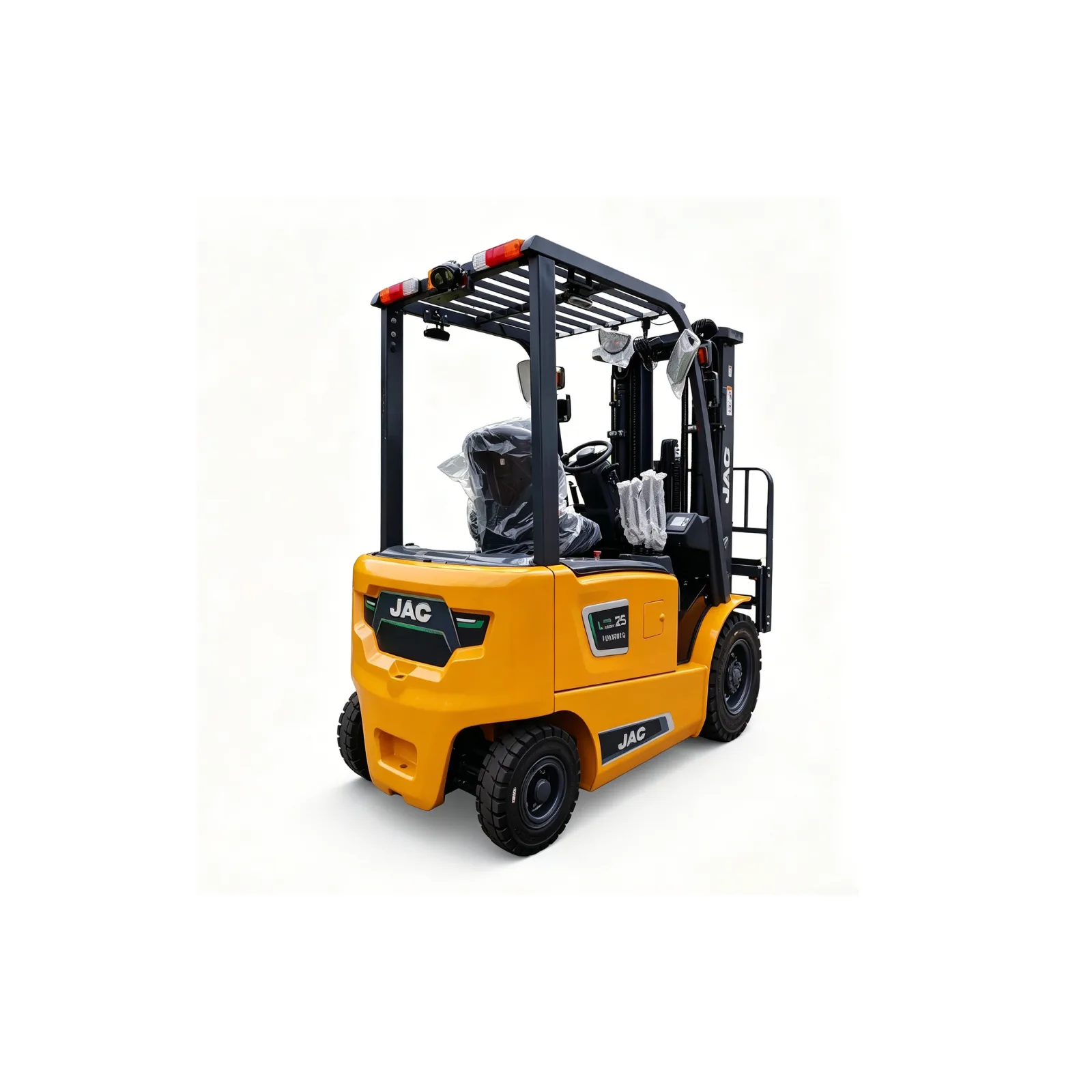 JAC CPD25L electric forklift rear-left three-quarter view
