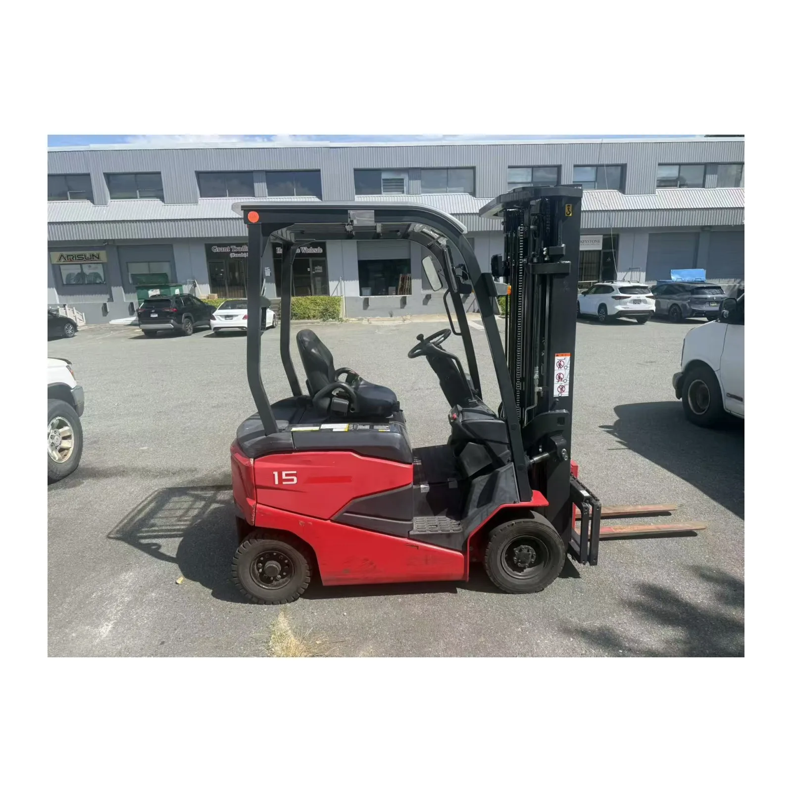 Nichiyu FB15PN-80-400SF 3,300 lb electric forklift, rear view
