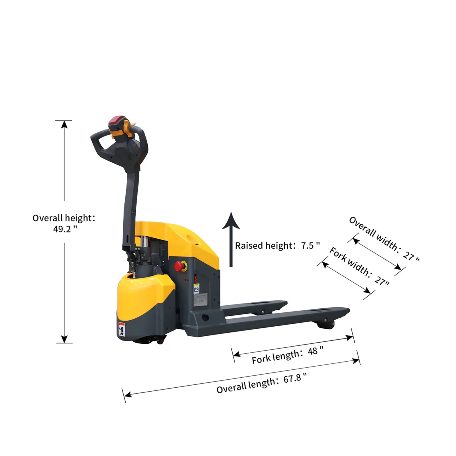 electric pallet jack handle and control buttons