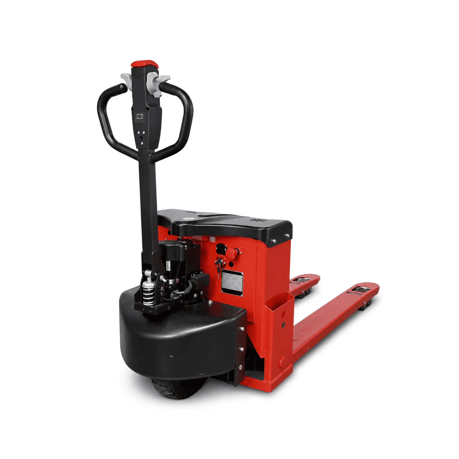 Raelon MN-01 electric pallet jack, rear three-quarter view