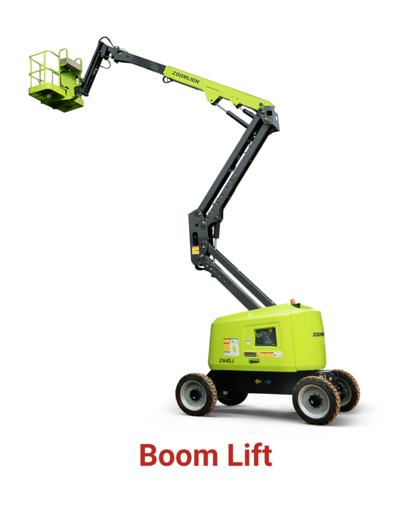 Zoomlion ZA45J articulated boom lift with extended arm and elevated platform