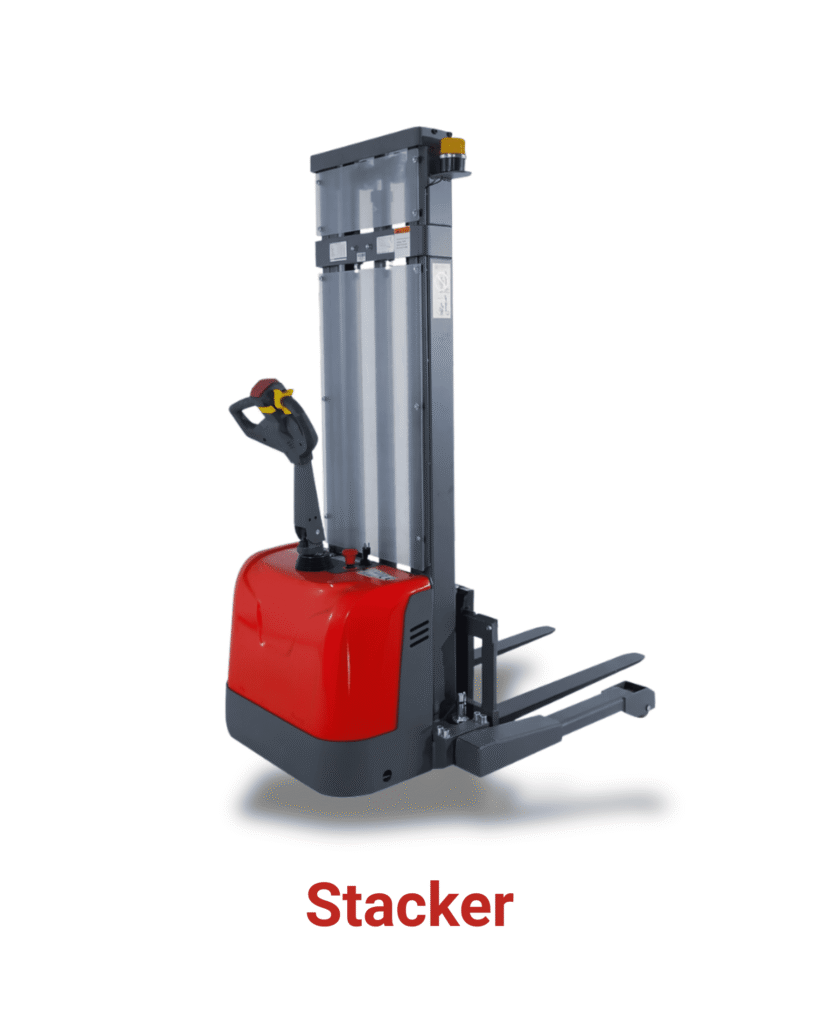 Red and black electric stacker from Wanshing